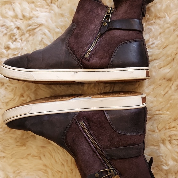 Olukai Pehuea Hulu Sheepskin Brown Leather Bootie Sneaker Size 8.5 - Picture 5 of 8